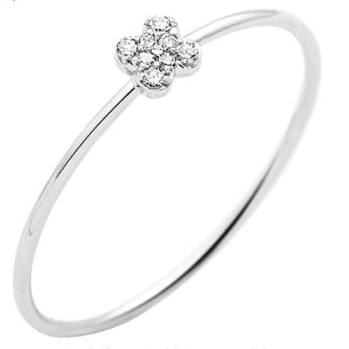 anillo de oro blanco y diamantes con flor