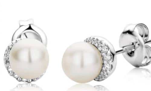 Pendientes Miore de perla con oro blanco y diamantes