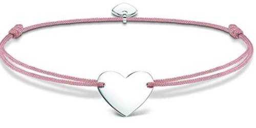 pulsera de plata corazón cuerda rosa