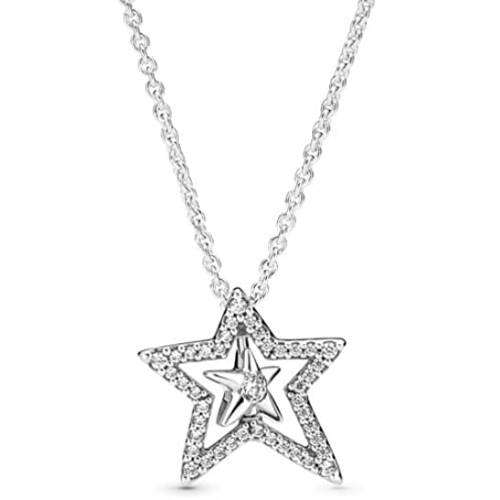 Collar de plata con forma de estrella de Pandora